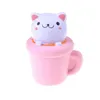 Elastische simulatie papier cup kat zachte knijp speelgoed kinderen speelgoed willekeurige kleur jumbo squishy kat cup cat traag stijgende mobiele telefoon riem