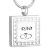 Bijoux De Mode Carré papa et maman En Acier Inoxydable Memorial Collier urne Pendentif Collier Pour cendres crémation Collier