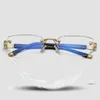 2021 Anti-Blue Light Reading Eyeglasses Presbyopic Spectacles Clear Glass Lens Unisex Rimless Glasögon Ram av glasögon Strength +1.0 ~ +4.0