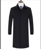 Фабрика прямая продажа мода мужчины более длинная куртка классический бизнес наряд осень зима мужской кашемир шерстяные длинные пальто черный синий серый