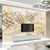 Papier peint Mural personnalisé 3D mode Style européen feuilles de Rose dorées papier peint pour murs 3 D hôtel salon décor à la maison