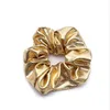 Women Pu Faux Leather Elastic Hair Ties Girls Hairband Rope Ponytail Holder Scrunchie Gold Black Headbands Accessories