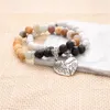 10pc / set Natuurlijke 8mm vulkaan steen armband sets beste vriendschap paar geschenken voor mannen vrouwen handgemaakte yoga sieraden