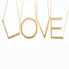whole Fashion Letter Necklaces Pendants alphabet Gold Color Stainless Steel Choker Initial Necklace Women Girl Jewelry Collier275Q