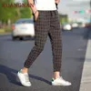 Kuangnan Casual Plaidbyxor Män Drawstring Streetwear Ankellängd Harembyxor Män Joggers 5XL Kläder 2018 Höst