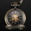 Vintage mechanische Taschenuhr mit Halskette, Steampunk, Herren, Bronze, Skelett, antike Taschenuhr, Kettenuhr