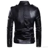 Sıcak Satış Erkekler Moda PU Deri Ceket İlkbahar Sonbahar Yeni İngiliz Stil Erkek Deri Ceket Motosiklet Ceket Erkek Coat Siyah Renkli M-5XL