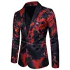 Mens Chama Vermelha Impresso Blazer Jacket 2018 Marca Casual Slim Fit Único Botão Blazer Ternos e Blazers Masculinos Terno Masculino 3XL