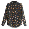 Yeni Varış Moda Kadın Tilki Baskılı Bluz Gömlek Moda Uzun Kollu Kare Yaka Bluz Ofis Lady Kadınlar CXM427 Tops