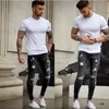 Mens Ripped Biker 패션 진 롱 바지 데님 펜슬 바지 남성 고민 된 구멍 하이 스트리트 청바지