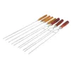Selpa Stainless Steel BBQ Forks Needles Picnic Portable Wooden Handle Sticks Barbecue Tools 7pcs convenient to store and carry