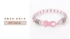 Ny Ankomst Bröstcancer Medvetenhet Armband Kvinnor Rosa Ribbon Bröstcancer Bangle Glass Pärlor Kedjor För Ladies Fashion DIY Smycken