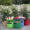 Bolsas de cultivo de colores Macetas de plantación de tela no tejida con asa Macetas de jardín duraderas y degradables Macetas