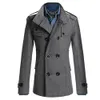 Vente en gros - Mode Hommes Double Breasted Hiver Slim Veste Chaude Élégant Trench-Coat Outwear