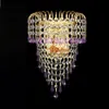 Modern Gold Grown Palace Gate Purple Crystal Parelle Parelle Camera da letto Letti Bedsides Corridoio Luxury European Living Room Lighting