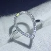 Choucong New Fashion Hollow out CZ Zirconia Pear Water Drop Classic Ring Wedding Jewelry Sparkling 100 925 Sterling Silver Rings 1046562