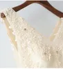 Neue Spitze A-Linie Kristall Abendkleider Kurzstil Korean Fashion Prom Kleider gegen Kragen ärmellose Abziehbild Heimkehrkleider HY0008