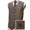 2019 Ostatnie Emeral Green Wedding Groom Kamizelki Wełna Herringbone Tweed Kamizelki Groomsmen Kamizelka Męskie Kamizelka Kamizelka Prom Blazers Waistcoat Plus Size