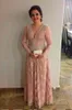 2018 V Yaka Dantel-Aplikler Uzun Kollu Anne Gelin Elbiseler İnciler Sashes Akşam Parti Elbiseler Düğün Konuk Elbiseler