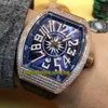 orologio d'avanguardia Luxry di alta qualità Nuovo VANGUARD V 45 SC DT YACHTING Orologio da uomo automatico con quadrante blu Orologio da uomo con cinturino in pelle con diamanti in oro rosa