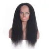 Peruvian Kinky Straight Lace Front Wigs Bleached Knots High Quality Coarse Yaki Human Hair Wigs for Women