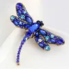 Vintage Kolorowe Kryształ Rhinestone Dragonfly Broszki Dla Kobiet Kurtka Kurtka Płaszcz Szpilki Ślubna Broszka Moda Biżuteria Srebrny Pozłacany