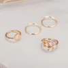 MIDI Knuckle Ringen 4 stks / set Unieke Ring Set Gouden Kleur Knuckle Punk Ringen voor Dames Finger Engagement Trouwringen Sets