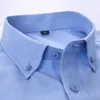 2018 wysokiej jakości Easy Care Oxford Solid Paski z długim rękawem Button Collar Collar Slim Fit Classical Business Męskie koszulki