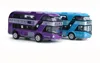 HT Diecast Alloy London Double-decker Bus, Sightseeing Car Model Toy, Pull-back, Ornament, for Christmas Kid Birthday Boy Gift, Collect, 2-1