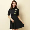 M-3XL Plus-storlek Nya kinesiska traditionella kvinnor Stretch Knit Cheongsam Qipao Party Lady Big Sexig Short Midi Tunic Dress Vestidos259o