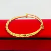 Twisted Womens Bangle Sólida 18k Amarelo Ouro Cheio Moda Ajustável Bangle Pulseira Presente Dia 6cm Classic Estilo