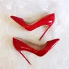 Casual Tasarımcı Sneakers Kadın Moda Kırmızı Patent Gerçek Deri Noktası Toe Yüksek Topuklu Ayakkabı Çizmeler Pompalar 100 Gerçek Fotoğraf Dust Bag Ankso Kutusu