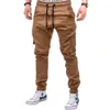 Calça de corredor masculina Moda de outono Herren Herren Skinny Fit Cargo Chino Hip Hop Alongamento de cor sólida de cor sólida