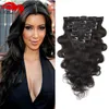 Clip nelle estensioni dei capelli umani Remy al 100% 10"-26" Grado 7A Testa piena 10 pezzi Morbidi lisci setosi per le donne Moda Nero naturale # 1B