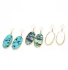 Mode 6Styles Or Couleur Géométrie Turquoise Shell Charm Dangle Druzy Boucles D'oreilles Pour Les Femmes Marque Bijoux