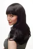 Yeni kadın dalgalı saç peruk uzun siyah koyu kahverengi cosplay