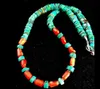 Nativo Turquesa Heishi Coral Sterling Silver Bead Colar Raro