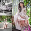 رخيص رخيص رخيص جميل Hi-Lo Pageant Long Sleeves Lace Heveriques Kids Salial Wear Flower Girls Dresses for Party Birthdy Dress 0415