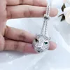 Designer Leopard Anhänger Halskette Bling Zirkonia Silber Schmuck 2019 Neue Mode Tier Charme Halsketten Für Frauen