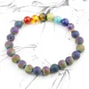 Top Qualité Multicolore 7 Chakra Guérison Équilibre Perles Bracelet Yoga Énergie Pierre Naturelle Onyx Géode Bracelet Femmes Hommes Bijoux