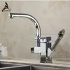 Kitchen Faucets Brass Chrome Kitchen Sink Faucet Pull Out Sprayer Swivel Spout Single Lever Deck Mount Vanity Mixer Taps HJ-8019