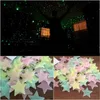300 stks 3d sterren gloed in de donkere muurstickers lichtgevende fluorescerende muurstickers voor kinderen babykamer slaapkamer plafond interieur