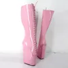 DHL Free shipping 18CM Super High Heels Wedges Ballet Boots Unisex Pole dancing Stage Cross-tie Sexy Fetish Slave Knee Boots for Customize