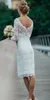 Vintage Short Lace Wedding Dresses 2018 New Custom Knee Length 3/4 Long Sleeve Sheath Bridal Gowns Vestidos De Novia