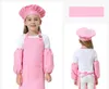 3pcs/set Child Apron Kids Sleeve Hat Pocket Kindergarten Kitchen Baking Painting Cooking Drink food 12 colors