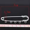 100 Pcs hot selling Brooches Safety Pin 5 Holes Silver Plated 7x2cm good for DIY craft