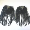 1 Paar handgefertigte Modeaccessoires, schwarze Lederquaste, Epaulette/Epaulet/Anstecknadel, Charreteras/Kpop, Vintage-Damenbekleidung, Dekoration, Dekoration, Großhandel