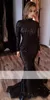 Dresses 2020 Sparkly Cheap Black Sequined Lace Evening Dresses High Neck Long Sleeves Floor Length Mermaid Prom Party Dresses Formal Eveni