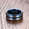 Prosty projekt zaręczynowy mężczyźni pierścień Matte Black Blue Tungsten Purnings Biżuteria 8154279