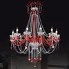 Cheap K9 Crystal Chandelier Lamp with Candle in Red/Blue/Gold/Black for Living dining room lustres de cristal Decoration lights Chandeliers
